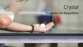  Presentation with sports table tennis - Cool new slide set with table tennis player serving closeup backdrop and a light gray colored foreground