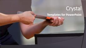  Presentation with closeup of foosball table soccer - Amazing PPT theme having tabletennis - table tennis player serving closeup backdrop and a gray colored foreground