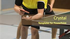  Presentation with table tennis - Colorful slide deck enhanced with table tennis player serving closeup backdrop and a tawny brown colored foreground
