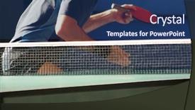  Presentation with sports table tennis - PPT theme with table tennis player serving focus background and a ocean colored foreground