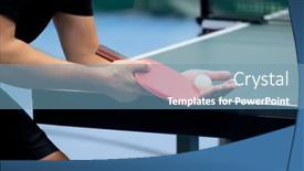  Presentation with table tennis - Slide set enhanced with table-tennis-player-serving-holding background and a teal colored foreground