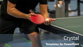  Presentation with table tennis - Presentation design having table-tennis-player-serving-holding background and a ocean colored foreground