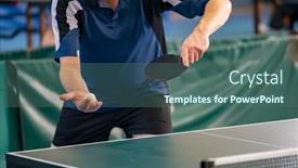  Presentation with table tennis - PPT theme having table-tennis-player-serving-holding background and a ocean colored foreground