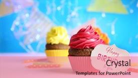  Presentation with birthday card - Audience pleasing PPT theme consisting of table text happy birthday backdrop and a coral colored foreground