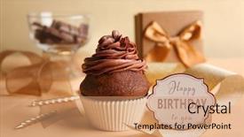  Presentation with birthday card - Presentation theme having delicious cupcake and greeting card background and a coral colored foreground