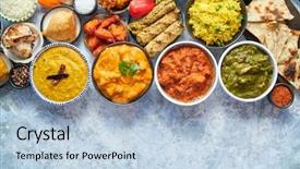  Presentation with ceramic - Presentation design with table tikka masala butter chicken background and a light blue colored foreground