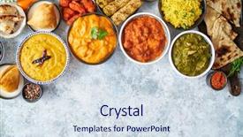  Presentation with onion - Audience pleasing presentation design consisting of table tikka masala butter chicken backdrop and a sky blue colored foreground