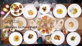  Presentation with international buffet - Audience pleasing slides consisting of table-top-view-premium-variety backdrop and a coral colored foreground
