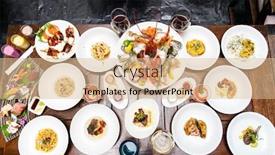  Presentation with international buffet - Slide deck having table-top-view-premium-variety background and a lemonade colored foreground