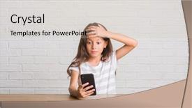  Presentation with angry kid - Slides consisting of table using smartphone stress background and a soft green colored foreground