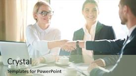  Presentation with trust - Presentation design consisting of table while solving organization background and a mint green colored foreground