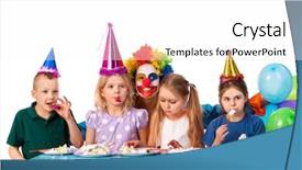  Presentation with children birthday - Slides consisting of table white background celebrating party background and a white colored foreground