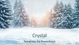  Presentation with happy new year - Audience pleasing slides consisting of table winter landscape with fir backdrop and a sky blue colored foreground