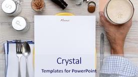  Presentation with greeiting show man - Cool new presentation theme with table with a blank menu backdrop and a sky blue colored foreground