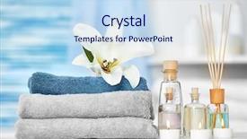  Presentation with spa for seniors - PPT theme featuring table with beautiful spa composition background and a sky blue colored foreground