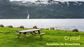  Presentation with rainy day - PPT theme enhanced with table-with-benches-for-picnic background and a tawny brown colored foreground