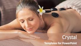  Presentation with senior spa - Amazing PPT theme having table with black lava stones backdrop and a coral colored foreground