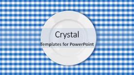  Presentation with white plate - Slide set consisting of table with blue picnic cloth background and a light blue colored foreground