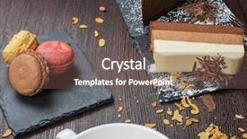  Presentation with chocolate cup cakes - Presentation enhanced with table with cakes ans coffee background and a  colored foreground