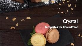  Presentation with coffee cup - Slides featuring table with cakes ans coffee background and a  colored foreground