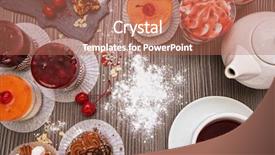  Presentation with tea - Colorful PPT theme enhanced with table with cakes ans tea backdrop and a  colored foreground