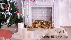  Presentation with christmas candles - Theme featuring table with candles in room decorated for christmas background and a coral colored foreground
