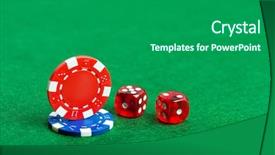  Presentation with set of poker chip - Slides consisting of table with chips and dice background and a dark gray colored foreground