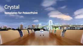  Presentation with conference table - Presentation theme enhanced with table with cityscape of sydney background and a ocean colored foreground