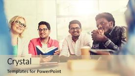  Presentation with learning technology - PPT theme having table with coffee and books background and a lemonade colored foreground