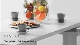  Presentation with cookies christmas - Theme having table with cups and tasty christmas cookies close up view background and a light gray colored foreground