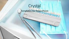  Presentation with clinic - Colorful PPT theme enhanced with table with dental instruments backdrop and a sky blue colored foreground