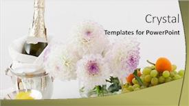  Presentation with white flowers - Beautiful PPT theme featuring table-with-dishes-and-flowers backdrop and a white colored foreground