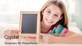  Presentation with empty of wood table top - PPT theme with table with empty small chalkboard background and a lemonade colored foreground