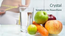  Presentation with fruit water - Colorful slides enhanced with table with female body backdrop and a sky blue colored foreground