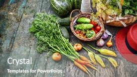  Presentation with vegetable garden - Cool new presentation theme with table with garden tools summery backdrop and a gray colored foreground