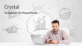  Presentation with business intelligence white robotic arm - Cool new presentation design with table with hand drawn graph backdrop and a white colored foreground