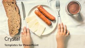  Presentation with hand sanitizer kids - Audience pleasing PPT theme consisting of table with kids hand backdrop and a  colored foreground