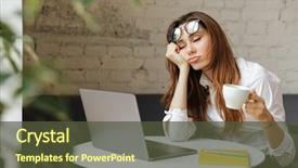  Presentation with tired - Presentation theme having table with laptop computer background and a tawny brown colored foreground