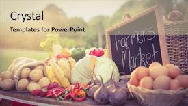  Presentation with grown - Presentation theme featuring table with locally grown vegetables background and a lemonade colored foreground