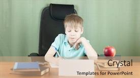  Presentation with many books - Amazing slides having table with many books backdrop and a coral colored foreground