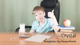  Presentation with many books - Theme consisting of table with many books background and a coral colored foreground