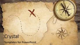  Presentation with compass nautical - Slide deck consisting of table with old treasure map background and a coral colored foreground