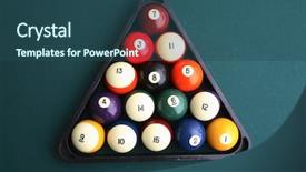  Presentation with billiard - Presentation design consisting of table with rack of balls background and a ocean colored foreground