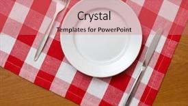  Presentation with tablecloth - Amazing slide deck having table with red checked tablecloth backdrop and a coral colored foreground