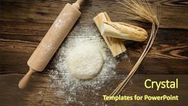  Presentation with yeast - Cool new slide set with table with rolling pin backdrop and a tawny brown colored foreground