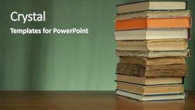  Presentation with stack books - Amazing theme having table with space for inscription backdrop and a tawny brown colored foreground