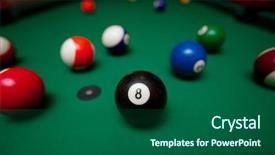  Presentation with black - Audience pleasing PPT theme consisting of table with the black ball backdrop and a ocean colored foreground