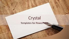  Presentation with business card - Audience pleasing slide deck consisting of table with vintage fountain pen backdrop and a lemonade colored foreground