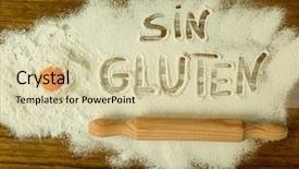  Presentation with flour - Theme consisting of table with writted word sin background and a soft green colored foreground