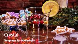  Presentation with tea cup - Slide deck having table xmas treats and candel background and a tawny brown colored foreground